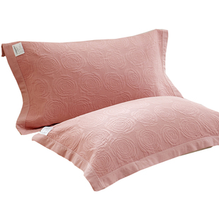 高档纯棉纱布枕巾一对装绑带款防滑不脱落全棉枕头毛巾盖巾防口水