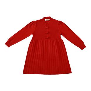 新中式圣诞亲子装红色毛衣2025新款一家三口四口母子母女连衣裙