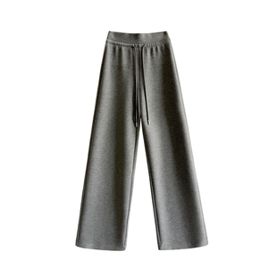 灰色羊毛糯米裤女秋冬高腰显瘦慵懒针织羊绒云朵裤加厚直筒阔腿裤