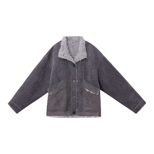 【游猎笔记】CAREMIND怀旧质感短款麂皮外套皮毛一体宽松夹克秋冬