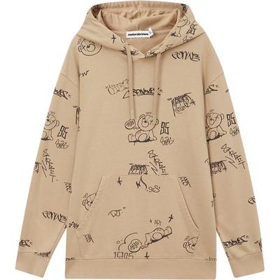 美特斯邦威卫衣男春夏涂鸦染整针织套头连帽舒适印花毛衫百搭上Q