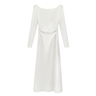 白色连衣裙春秋长袖订婚穿搭登记领证小白裙女轻礼服裙子生日战袍