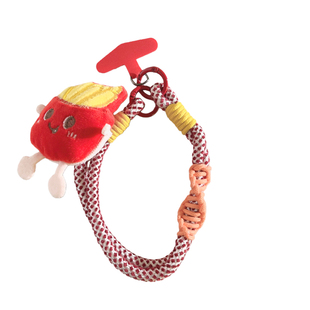 童趣ins学生可爱卡通薯条汉堡胸针公仔装饰手机壳挂件多功能手机链百搭女款螺旋纹短绳钥匙链通用ccd便携挂绳