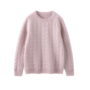 儿童麻花100纯山羊绒衫男女童秋冬加厚针织毛线衣中大童软糯毛衣