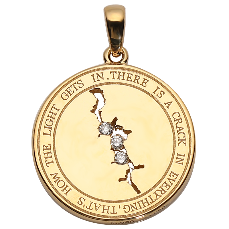 万物皆有裂痕18K黄金钻石吊坠白金彩金铂金天然真钻男女个性项链