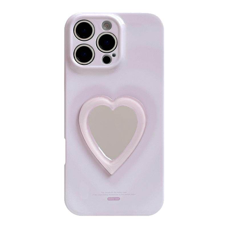 立体爱心镜面菲林手机壳适用iPhone16promax苹果15pro小众女款14pm防摔13软套12简约11甜美补妆17化妆全包Air
