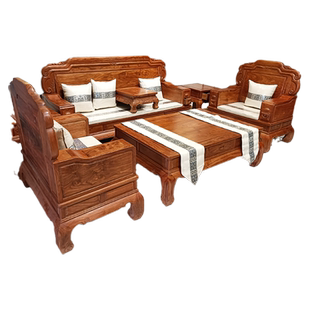 红木沙发家具客厅全套组合福瑞大耳朵花梨木品牌中式刺猬紫檀沙发