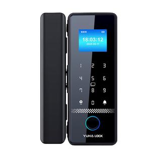 有框玻璃门指纹锁免开孔铝合金门商铺肯德基门智能锁带边框密码锁