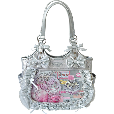 香蕉家原创围裙痛包蝴蝶节缎面单肩包可爱大食量大容量手提包娃包