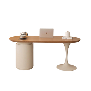 奶油风实木书桌椅写字电脑桌办公桌家用书桌茶桌一体吧台阳台茶桌