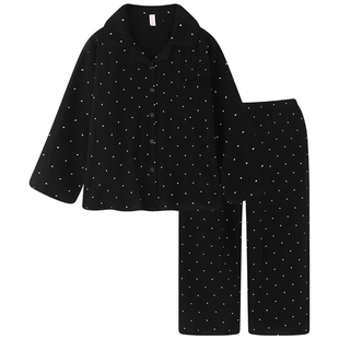 2025新款韩版ins纯棉睡衣女春秋季长袖高级感双层纱布家居服套装