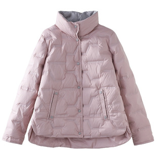 2025年秋冬新款立领休闲白鸭绒轻薄压胶羽绒服女短款宽松百搭外套