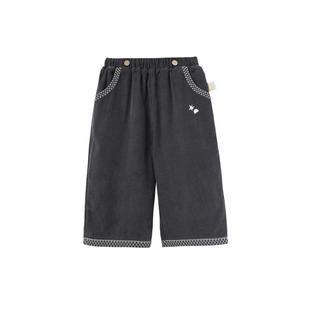 whitewheat儿童2025冬季新款裤子男女童时髦灯芯绒长裤纯棉加绒裤