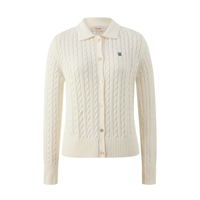 ELAND简约单排扣polo领毛针织衫