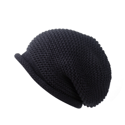 大码卷边粗针织显脸小毛线堆堆帽