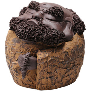 宜兴紫砂茶宠达摩纯手工雕塑禅意摆件茶道达摩祖师可养创意工艺品