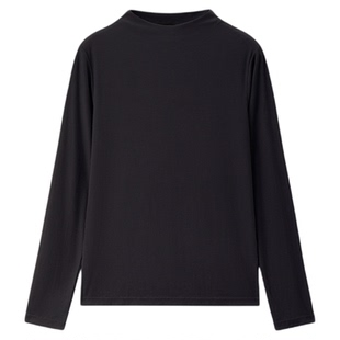 佐丹奴T恤女装纯色小高领弹力坑条针织长袖T恤 13325857