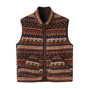 SOMESOWE马甲百搭复古费尔岛提花摇粒绒上衣2025秋季新款官方授权