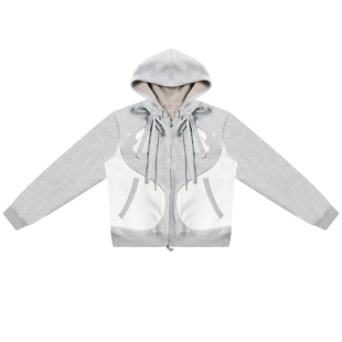 ziziFe春秋季设计感不规则半身裙连帽灰色卫衣外套休闲长裤套装女