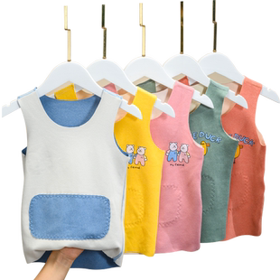 【两件装】女童保暖背心儿童内穿秋冬男童马甲宝宝加绒德打底内衣