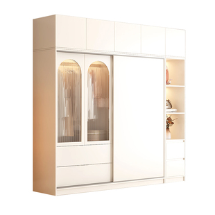 实木衣柜家用卧室爆款成人定制衣橱推拉门出租房简易儿童储物柜子