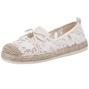 热风平底渔夫鞋女款2026年春季新款百搭外穿单鞋网面透气女鞋子