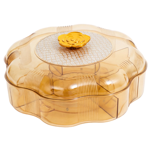 过年果盘客厅茶几家用分格干果盘大容量糖果盒旋转密封零食摆放盘