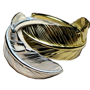 哼哈手工鹫见太郎taro washimi双羽毛戒指日韩潮流925纯银饰定制