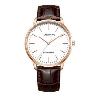 新年礼物天王奥莱正品简约轻薄石英表手表男女士真皮防水表31192
