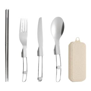 折叠餐具套装三件套304不锈钢可折叠刀叉勺筷子户外旅行野餐餐具