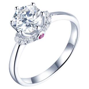 1克拉GRA真爱皇冠闭口莫桑石钻戒925纯银戒指女求婚结婚可定18K金