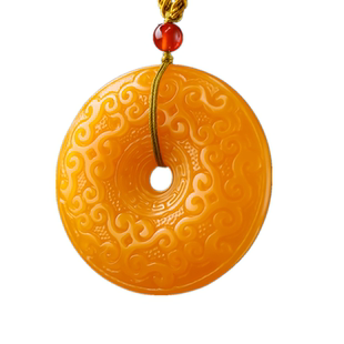 祥云纹平安扣吊坠和田玉黄玉怀古玉坠项链挂件男女款天然黄龙玉