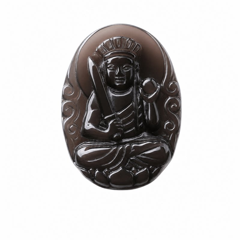 一生一石天然黑曜石生肖吊坠项链