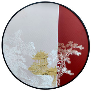 凹凸打印高级壁画3D立体肌理浮雕鎏烫金银装饰画UV宣绒布画芯定制