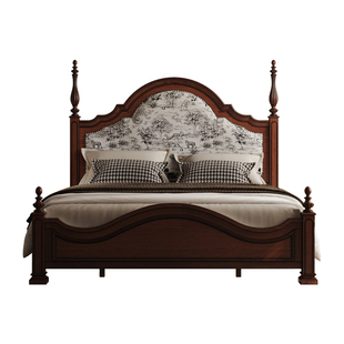 时余茉尔法式复古实木床美式乡村中古风主卧1.8米双人床高端婚床