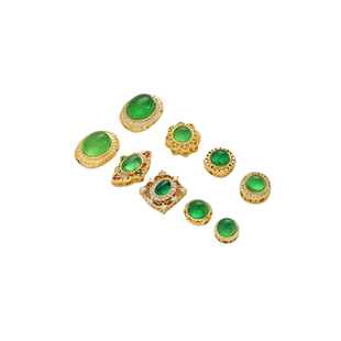 镶嵌天然绿玉髓花式镂空锆石铜镀18K真金隔珠diy手链项链串饰配件