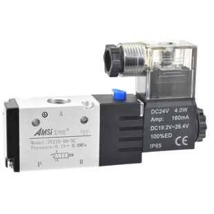 电磁阀3V210-08-NC二位三通开关阀气阀一进一出一排气DC24V 220v