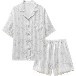 雅鹿情侣睡衣女款夏季凉感冰丝高级感国风夏天男士短袖家居服套装