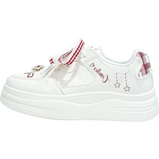 人本鞋子女款春夏季2026新款百搭爆款小白鞋厚底小众学生休闲板鞋