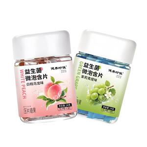 口香益生菌微泡含片白桃乌龙味青提茉莉花味持久清新口腔口气含片