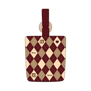 尼睿原创新款水桶包美拉德色菱形格纹帆布包文艺复古手拎帆布包AI