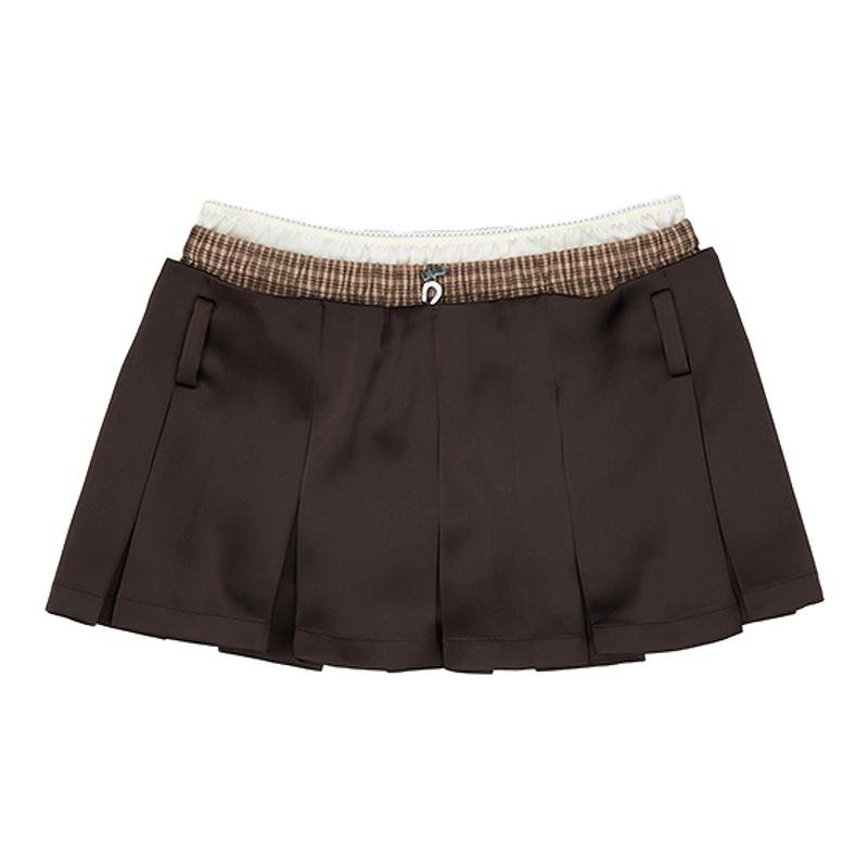 【ENG】Effet de Soleil三腰头缎面百褶裙低腰短裙女装新品26夏