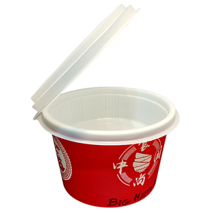 圆形纸碗连体内托一次性碗外卖打包盒汤面分离加厚烩面粥双层餐盒