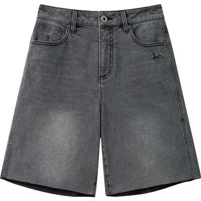 播商场同款水洗灰牛仔短裤女夏季新款直筒阔腿裤BDS2KD2742