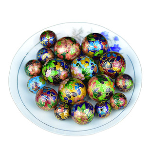 70年代北京景泰蓝老货银蓝珠子大号圆珠25mm30mm毛衣链挂件配饰