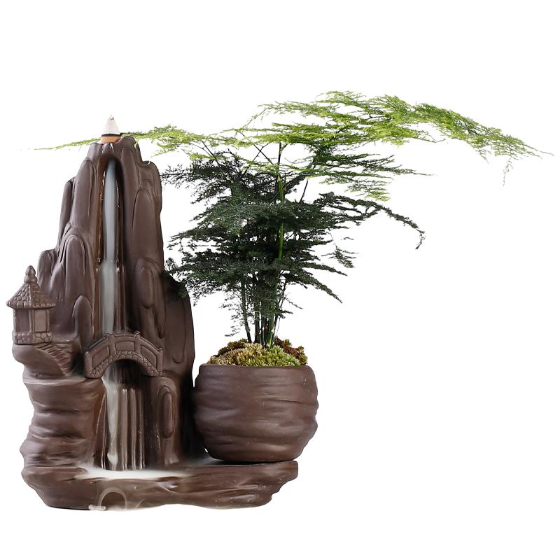 紫砂倒流香炉摆件熏香炉禅意高山香薰炉