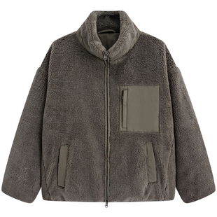 流石男装户外风立领羽绒服2025年冬季男士设计感个性仿羊羔毛外套