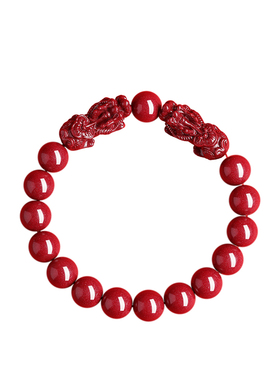 高纯度朱砂貔貅手串本命年旺财