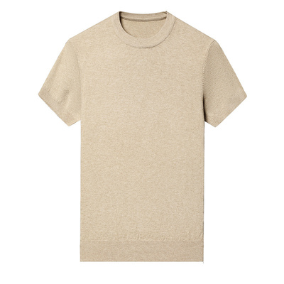 恒源祥短袖毛衣男秋冬新款纯色半袖羊毛衫中年薄款针织圆领打底衫