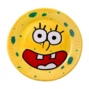 一次性纸盘幼儿园美术画画绘画纸盘画手工diy白色纸碟圆形盘子8寸